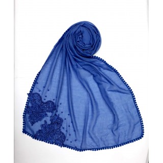 Designer Diamond Studded Women's Stole- Blue